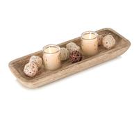 Romadedi Plateau rectangulaire Plat en Paulownia, 42 cm | Finition bois brûlé, pour bougies, clés et petits objets, table basse, salle à manger, cuisine et salon