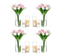 Romadedi Vase Cylindrique en Verre Photophore Bougeoir - Lot de 12 Vases Transparent Haut pour Bougie Décoration Centre de Table Mariage Decoration Maison Salon Anniversaire
