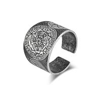Romain mystique Heptagramme titane acier bague taille ajustable Vintage Antique argent bijoux Unique accessoire minimaliste