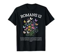 Romains 12 versets bibliques avec Foi chrétienne et Papillon Floral T-Shirt