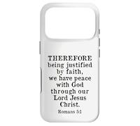 Romains 5:1 Verse biblique King James KJV, Justified by Faith Coque pour iPhone 17 Pro