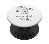 Romains 8 14 Those Who are LED by The Spirit Écriture Bible PopSockets PopGrip Adhésif