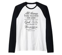 Romains 8:28 All Things Work Together for Good Bible Verse Manche Raglan