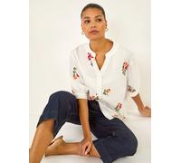 roman Blouse Col en V Brodée Roman Fleuri pâle FR 46 (EU 44)