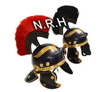 Roman Centurion Armour Lot de 2 répliques de casque médiéval avec plumes rouges et noires