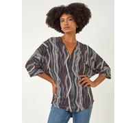 Roman Chemisier Roman extensible à imprimé abstrait zippé