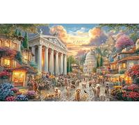 Roman-Cityscape-with-Dogs Puzzle pour Adultes 1000 pièces Papier recyclé Jeu Familial Amusant & Stimulant Jeu éducatif détente Beau Puzzle de décoration 38x26/1000 pièces