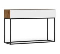 Roman - console - bois et blanc - 2 tiroirs - 120 cm - Bois / Blanc