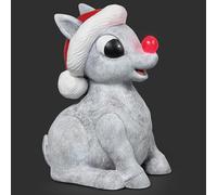 Roman Figurine lumineuse Rudolph Pudgy Pal de 22,2 cm avec chapeau de Père Noël - Décoration de Noël LED au nez rouge