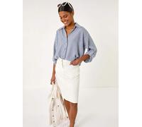 Roman Jupe Roman en coton denim stretch coupe trapèze Crème 20