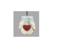 Roman Moufles de Noël avec ornement en forme de cœur, hauteur 8,9 cm, résine, Noël, décoration d'intérieur, tradition des vacances