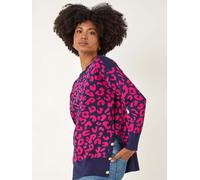 Roman Pull Roman en maille à boutons imprimé animal