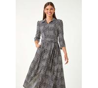 Roman Robe chemise mi-longue à taille nouée à Imprimé géométrique Roman Noir 44