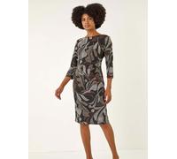 Roman Robe mi-longue extensible à imprimé abstrait Roman Marron 20