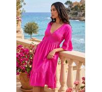 roman Robe mi-longue froncée aspect lin Roman Rose FR 44 (EU 42)
