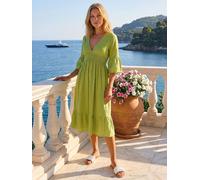 Roman Robe mi-longue froncée aspect lin Roman vert FR 40 (EU 38)