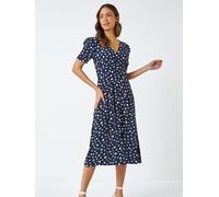 roman Robe mi-longue Roman à pois et manches froncées bleu FR 50 (EU 48)