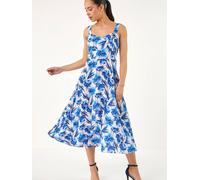 Roman Robe mi-longue Roman Petite fleurie et à bretelles Bleu 46