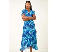 Roman Robe Roman à imprimé fleuri extensible en maille à volants Bleu EU 42 (UK 14)