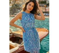 Roman Robe Roman Fleuri Scintillante Ceinturée Bleu 46