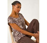 Roman Roman Animal Animal Print Round Neck Top