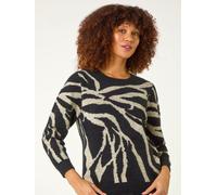 Roman Roman Black Animal Print Knitted Jumper
