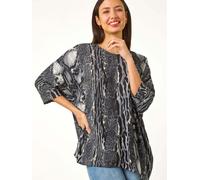 Roman Roman Black Animal Print Tunic Top