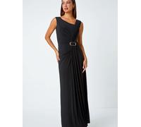 Roman Roman Black Draped Buckle Detail Maxi Dress Black 18
