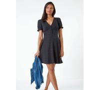 Roman Roman Black Embroidered 100% Cotton Stretch Jersey Dress Black EU 44 (UK 16)