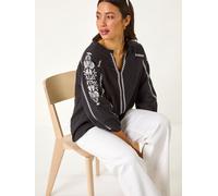 Roman Roman Black Embroidered Sleeve V-Neck Top