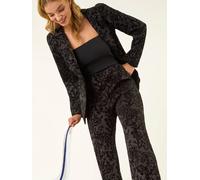 Roman Roman Black Floral Flocked Premium Stretch Trousers