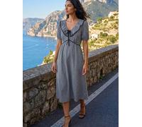 Roman Roman Black Gingham Frill Tie Midi Dress Black EU 44 (UK 16)