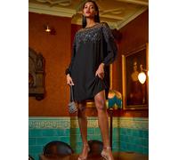 Roman Roman Black Illusion Mesh Neck Sequin Dress Black 10