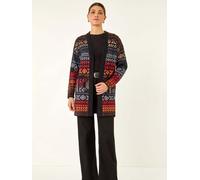 Roman Roman Black Jacquard Longline Knit Cardigan
