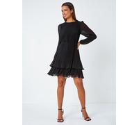 Roman Roman Black Pleated Frill Hem Swing Dress Black 20