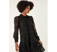 Roman Roman Black Premium Velvet Trim Shirt Dress Black EU 46 (UK 18)