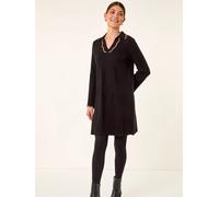 Roman Roman Black Scalloped Edge Knit Dress Black EU 40 (UK 12)