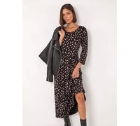 Roman Roman Black Scattered Floral Print Midi Dress Black EU 48 (UK 20)