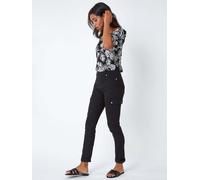 Roman Roman Black Turn Up Stretch Cargo Trousers