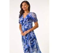 Roman Roman Blue Abstract Painted Hanky Hem Dress Blue EU 38 (UK 10)