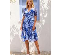 Roman Roman Blue Abstract Painted Hanky Hem Dress Blue EU 48 (UK 20)