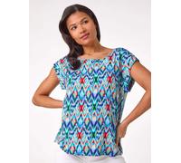 Roman Roman Blue Abstract Print Shell Top