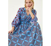 Roman Roman Blue Abstract Print V-Neck Maxi Dress Blue EU 40 (UK 12)