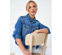 Roman Roman Blue Chrome Petite Bleached Denim Jacket