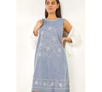 Roman Roman Blue Embroidered Swing Mini Dress Blue EU 48 (UK 20)