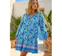 Roman Roman Blue Floral Print Border Smock Dress Blue EU 38 (UK 10)