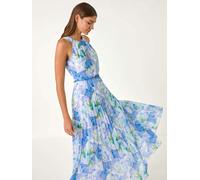 Roman Roman Blue Floral Print Pleated Maxi Dress Blue EU 42 (UK 14)