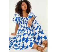 Roman Roman Blue Geo Print Tiered Dress Blue EU 42 (UK 14)