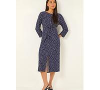 Roman Roman Blue Petite Spot Front Knot Dress Blue 40