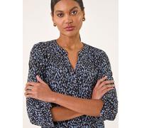 Roman Roman Blue Printed Notch Neck Shirt Blue EU 42 (UK 14)